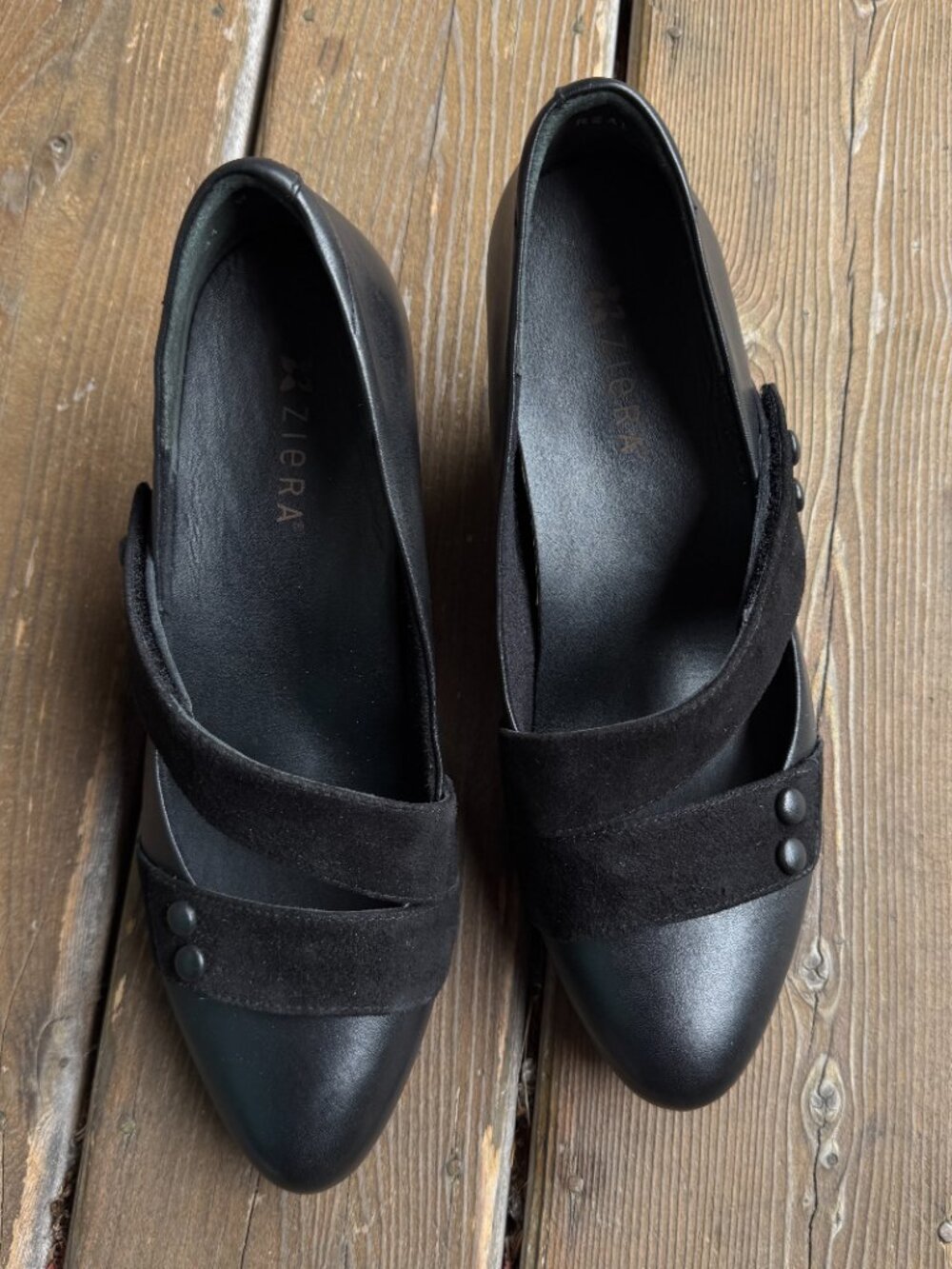 NWOT ZIERA Black Leather/Suede Classic & Comfortable Heels in Women's 41/US 10.5